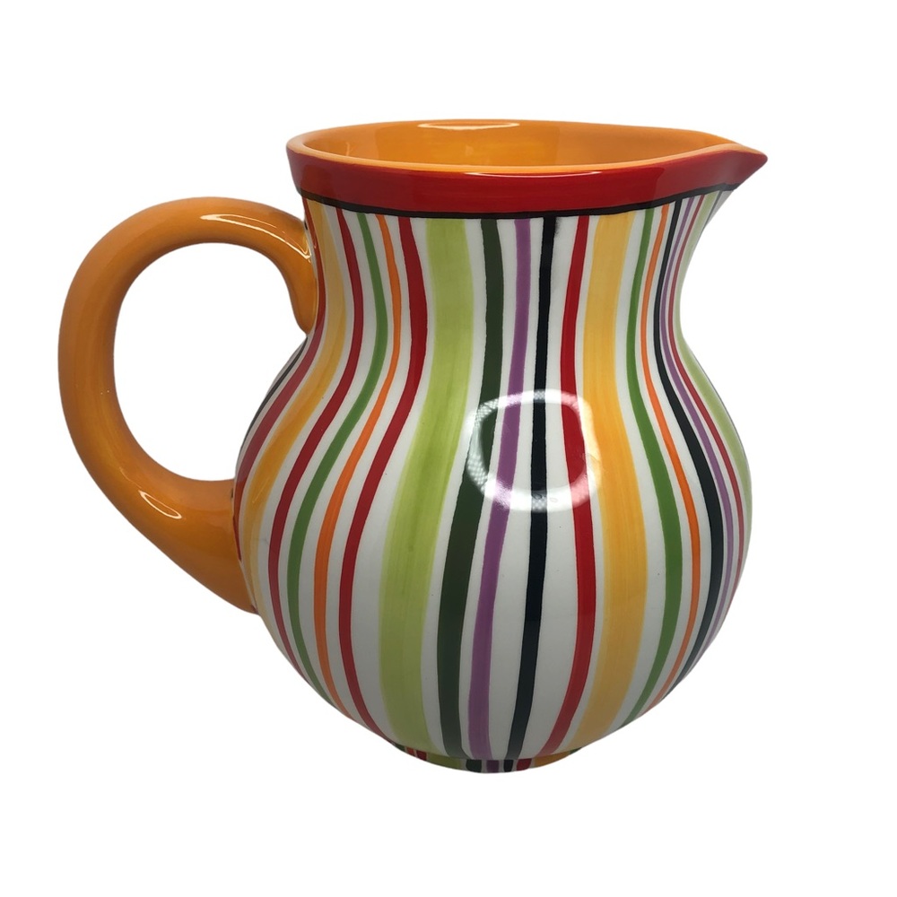 Crate and Barrel Striped Pitcher